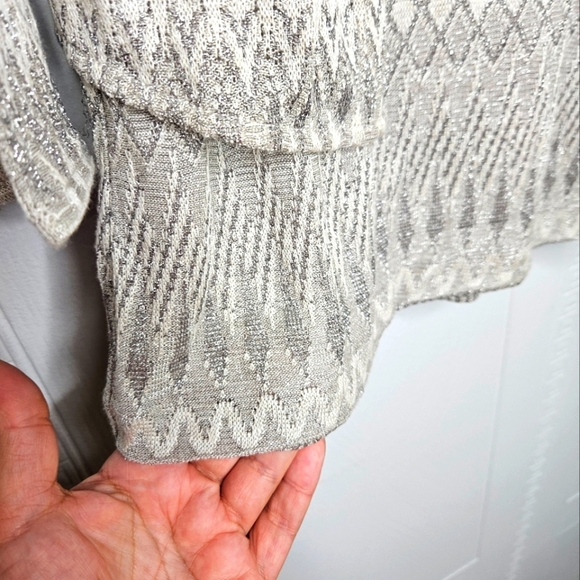 H&M 2-piece Set Peplum Tank and Crop Cardigan Gray Silver Glittery M EUC GLAM - Picture 6 of 14